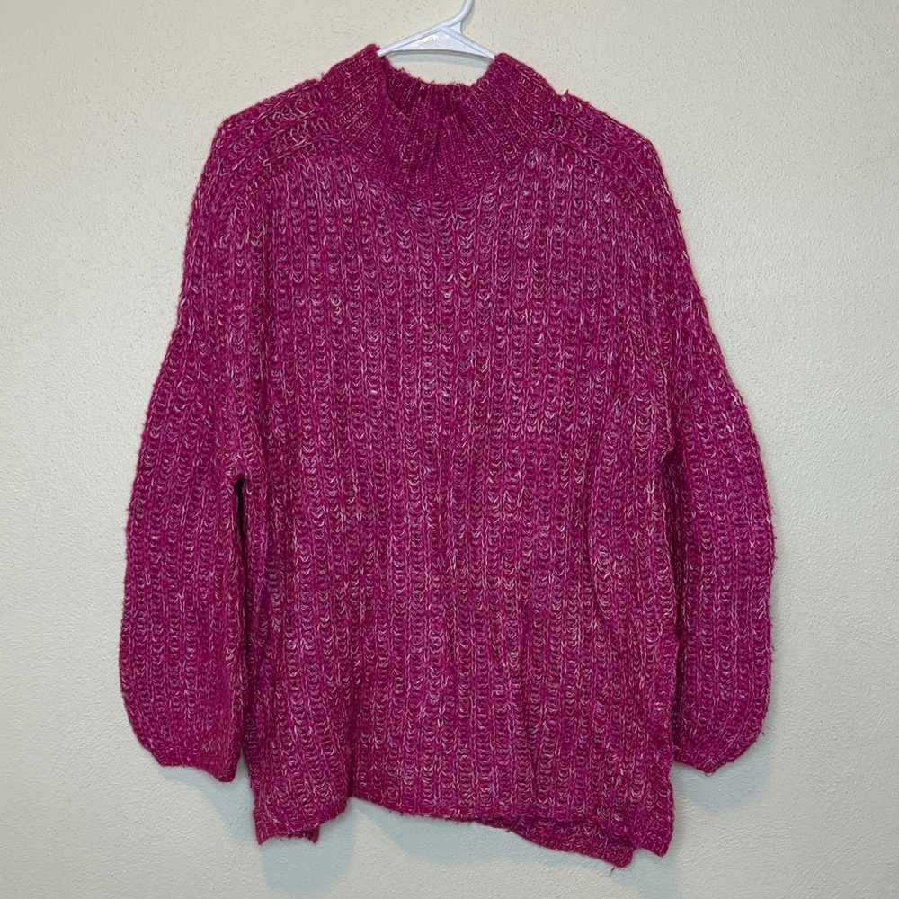 Pilcro Wool Linen Blend Knit Mock Neck Sweater Size M Holiday Cozy Warm
